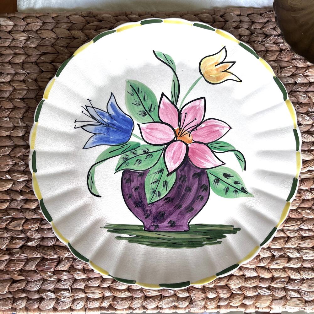 Blue Ridge Southern Pottery Flower Bowl Round Platter Chop Plate Vintage Cottage